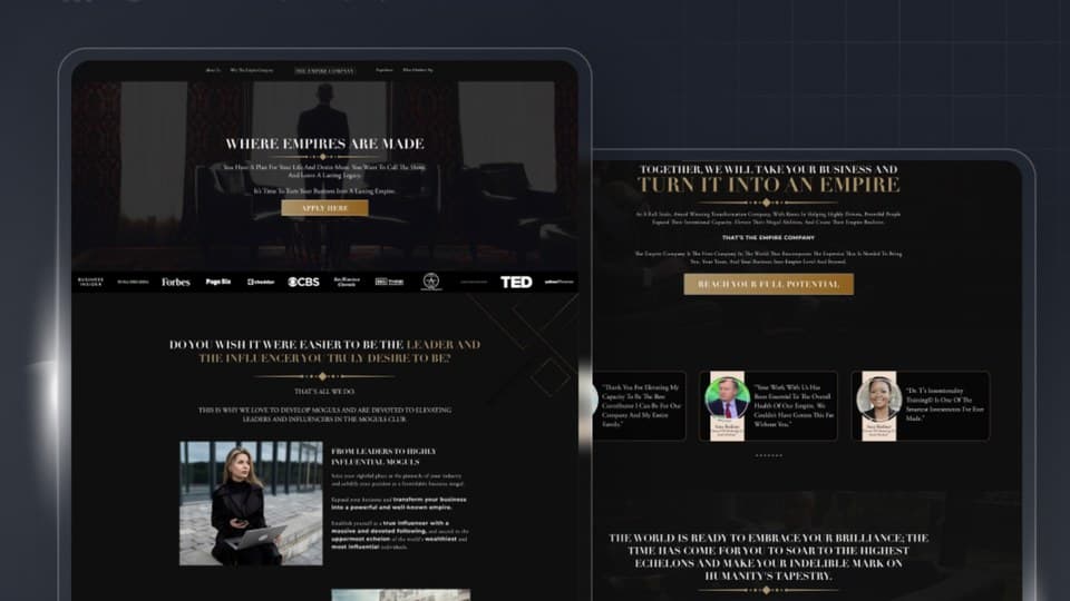 Empire Coaching website