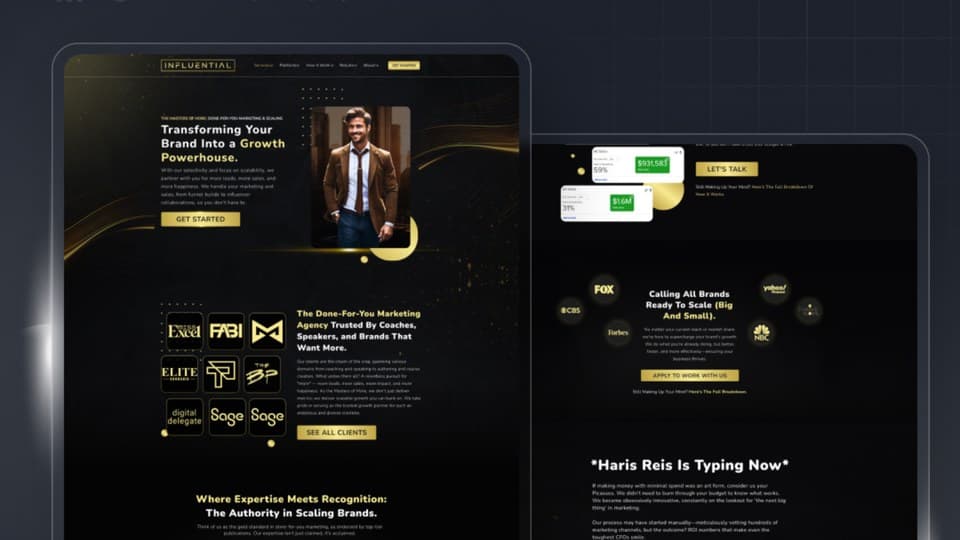 Influential brand growth agency website